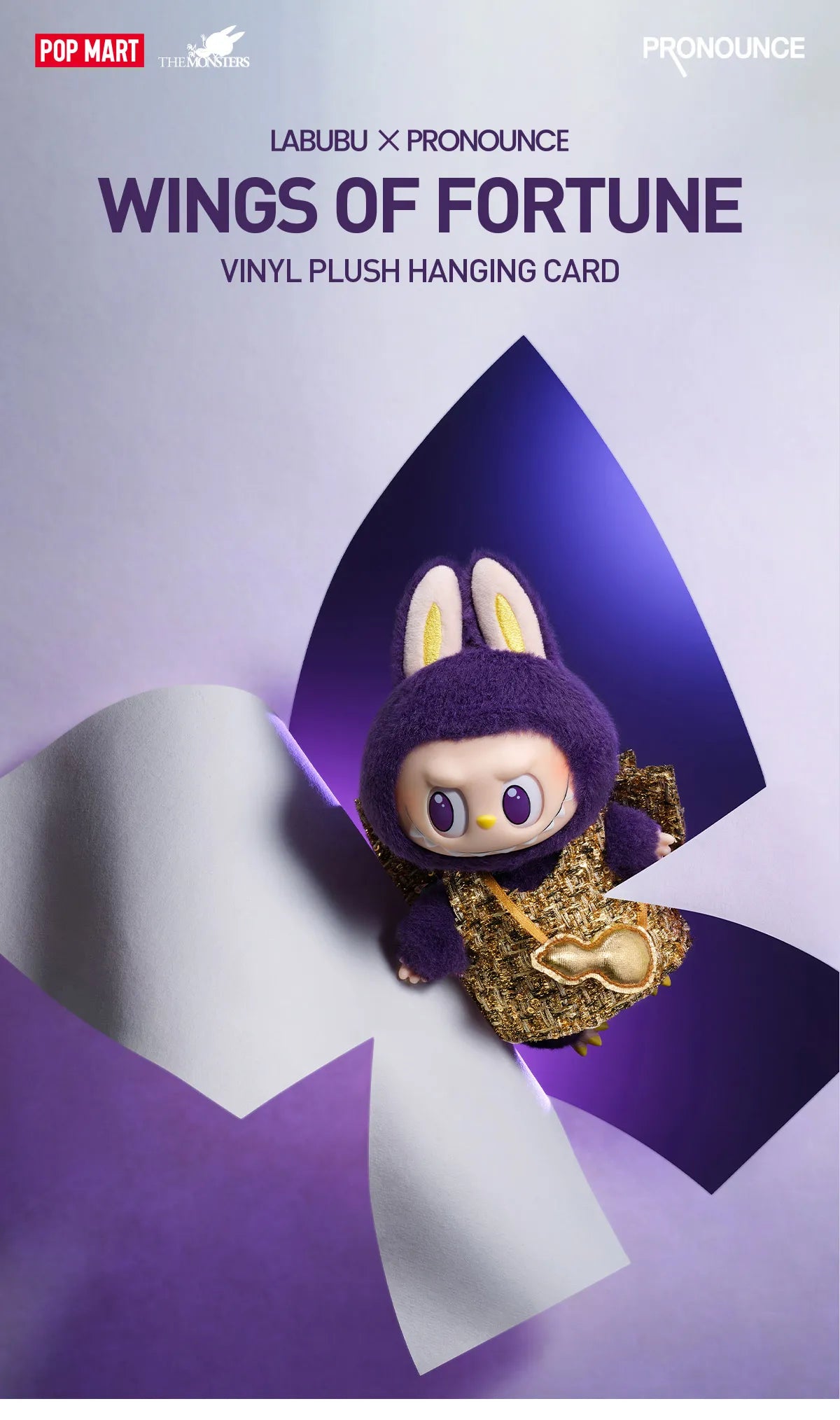 POP MART THE MONSTERS Labubu x Pronounce - Wings of Fortune - Vinyl Plush Hanging Card